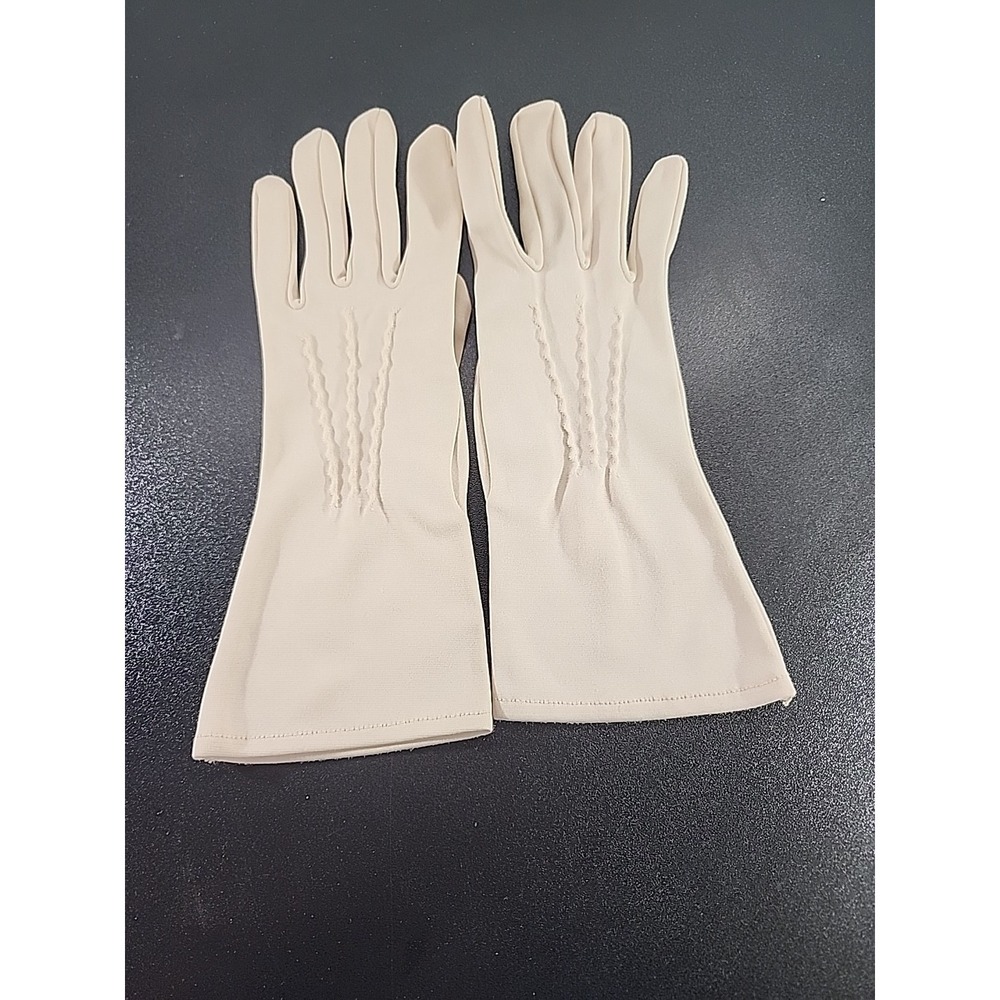 Vintage 50s-60s Ladies‎ Ivory  Stretch Gloves nylon High Wrist length  8